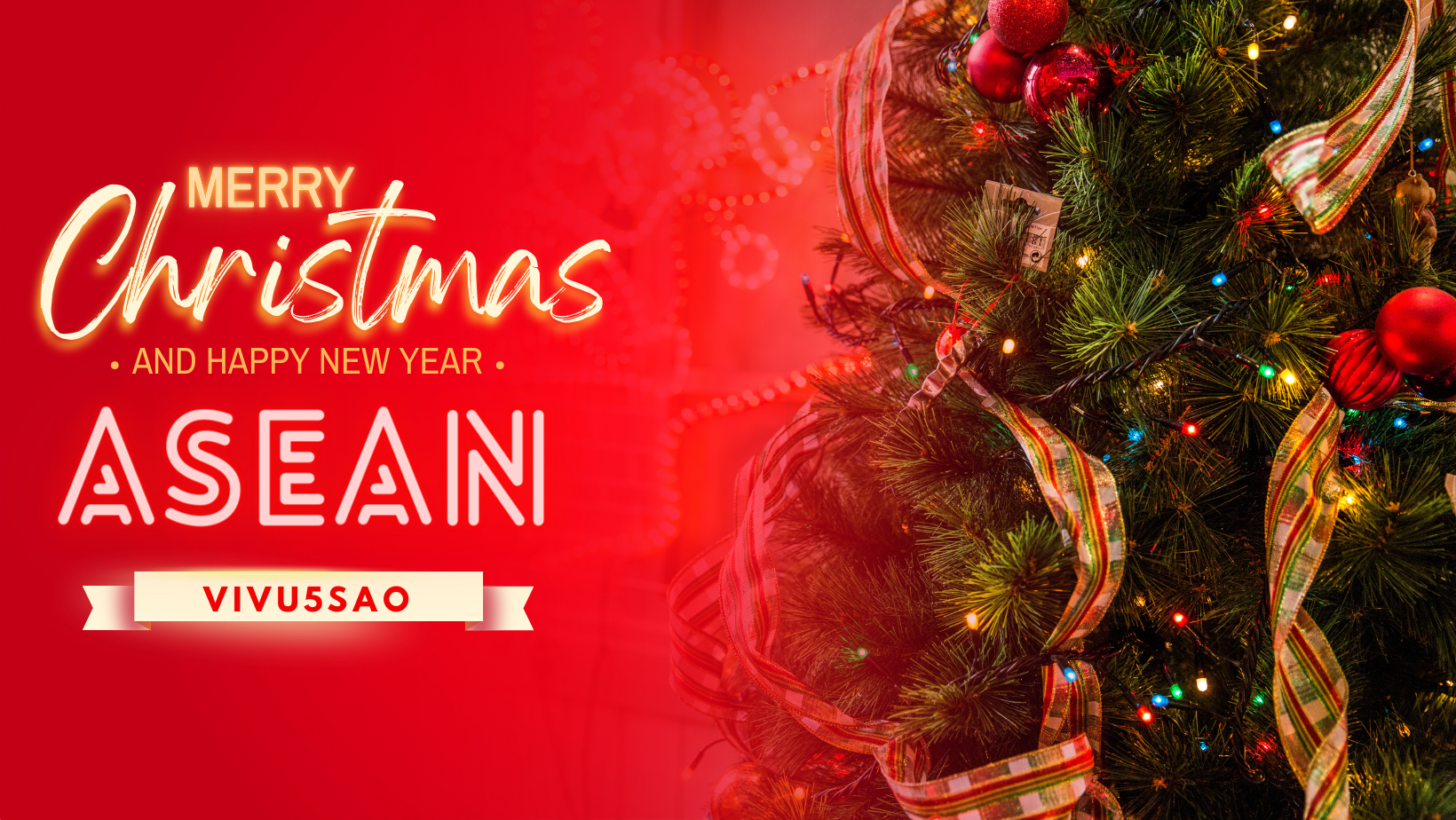 Red Yellow Merry Christmas Sale Facebook Cover