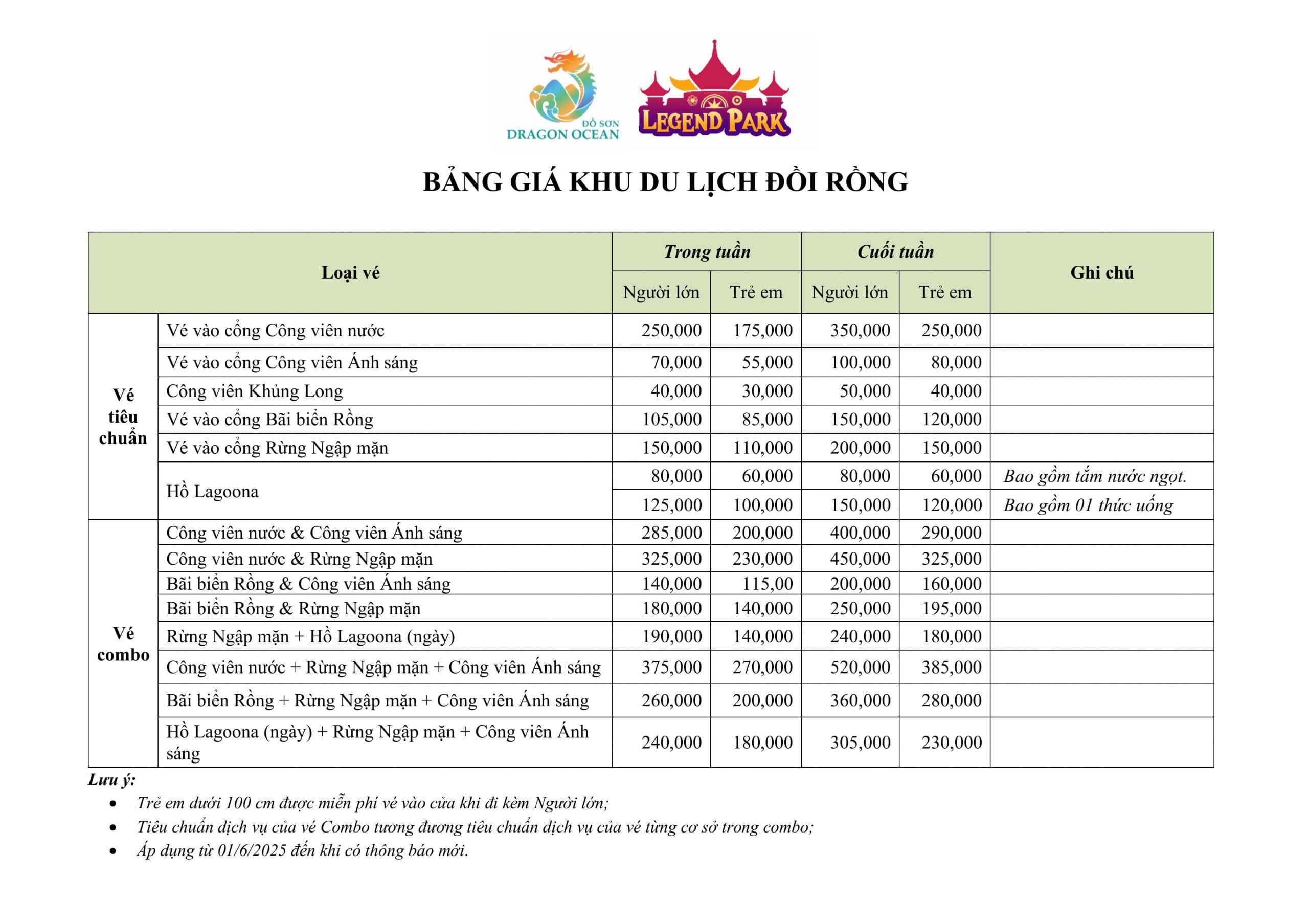 Khám phá công viên Thần Thoại Dragon Ocean Đồ Sơn - Legend Park Hải Phòng năm 2025 Bang-gia-ve-cong-vien-doi-rong-moi-nhat-2025
