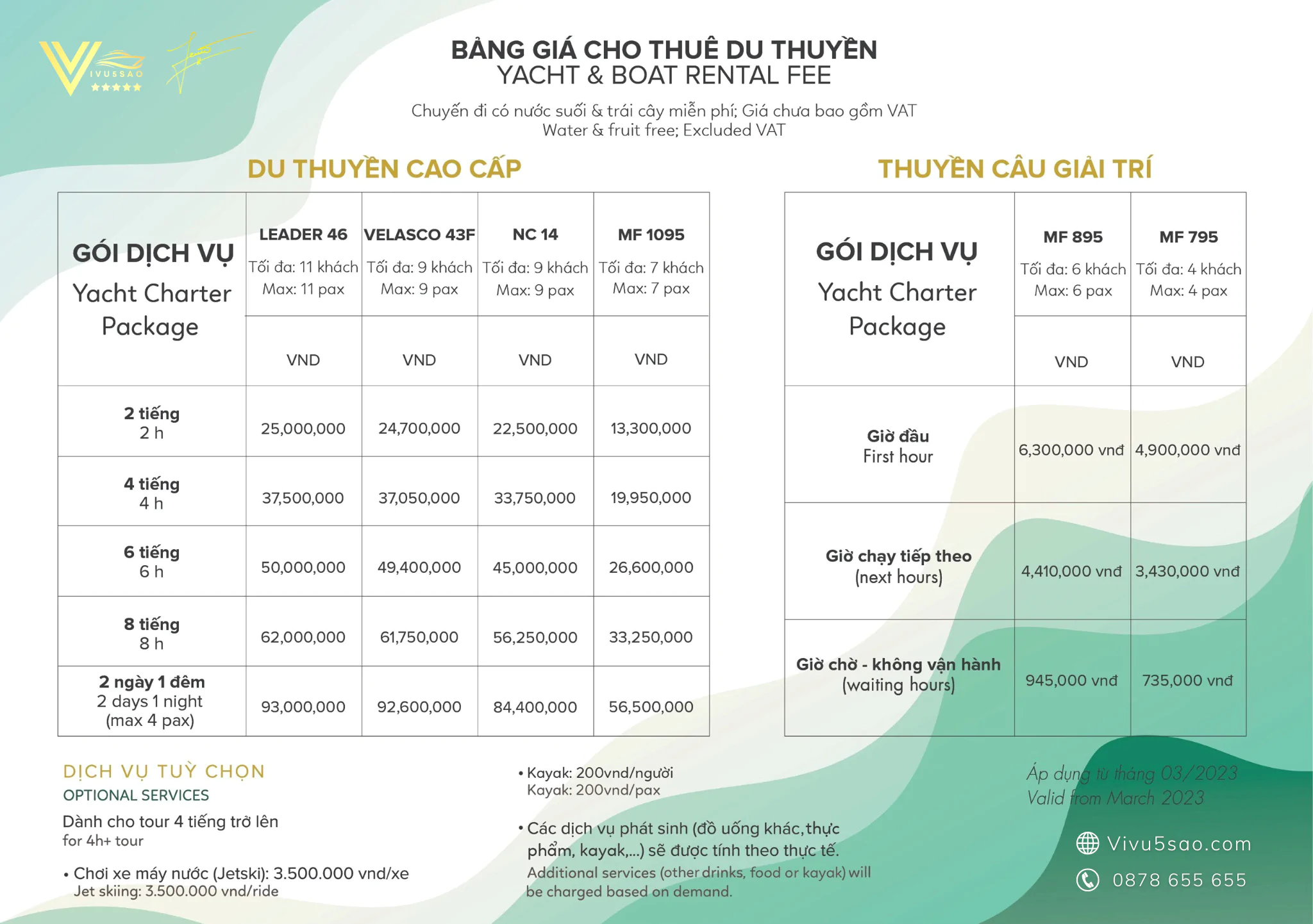 Giá thuê du thuyền cá nhân Hạ Long | Nha Trang | Phú Quốc 2023 Du thuyền cá nhân Hạ long | Nha Trang | Phú Quốc - Vivu5sao.com