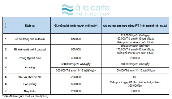 Thông tin chi tiết về khách sạn A La Carte Ha Long Bay | Bảng giá dịch vụ 2023 Bảng giá dịch vụ tại Khách sạn A La Carte Hạ Long Bay