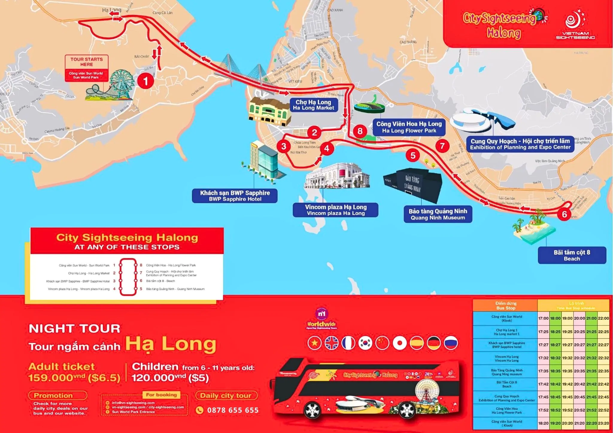 Giá vé xe bus 2 tầng Hạ Long năm 2025 - Đặt dịch vụ xe buýt City Tour Hạ Long Giá vé dịch vụ xe bus 2 tầng City Tour Hạ Long năm 2024