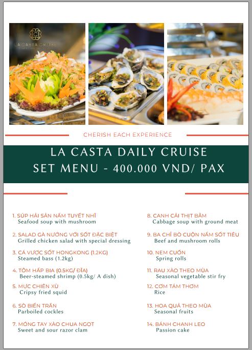 Tàu tiếng thăm vịnh La Casta Daily Cruise