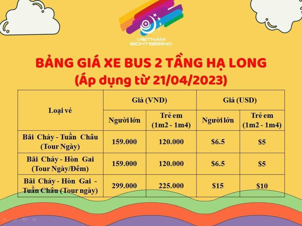 Giá vé xe bus 2 tầng Hạ Long 2023 | Cập nhật mới nhất