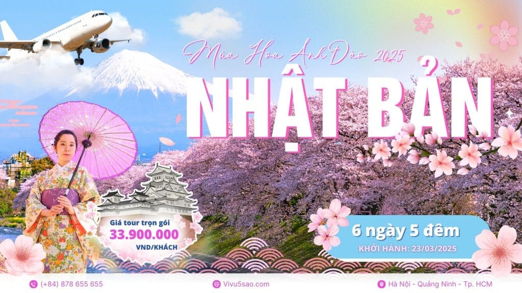 Nhật Bản - Mùa Hoa Anh Đào 2025: Osaka – Kobe – Kyoto – Núi Phú Sỹ – Tokyo